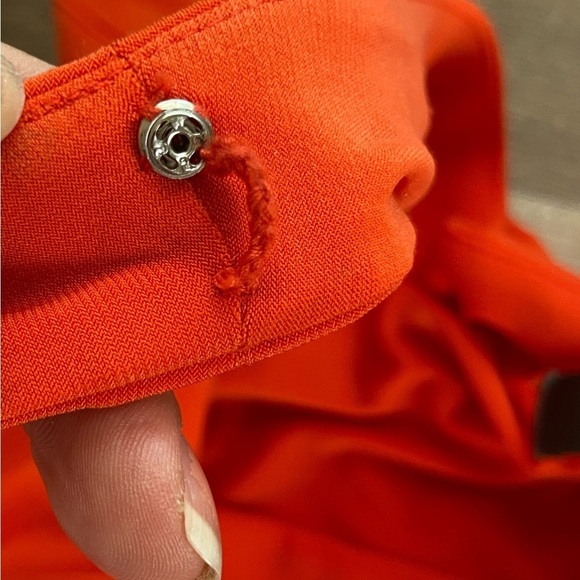 Lauren Ralph Lauren Knit Midi Dress Size 8 Orange Fit & Flare Sleeveless V-Neck - Picture 9 of 11